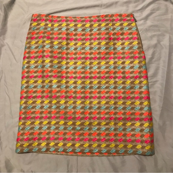 Per Se by Carlisle pencil skirt 12 woven neon tweed textured hot pink rainbow - Picture 1 of 6